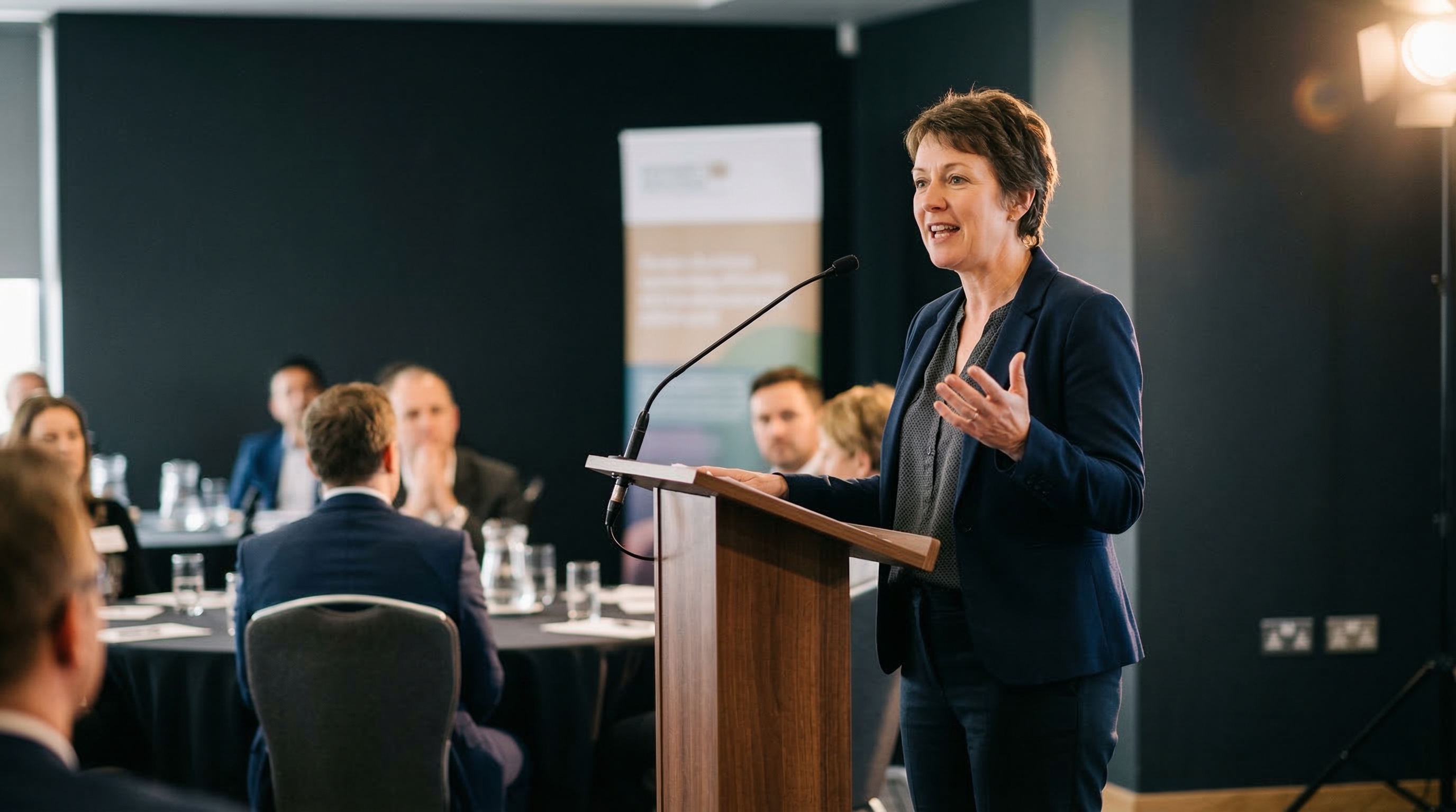 Speaker presenting at a networking event